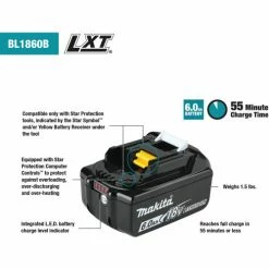 Budget 🎁 Makita® LXT® Power Tool Battery, 6.0Ah, Lithium-Ion, 18V, 55 Min Charge Time 🧨